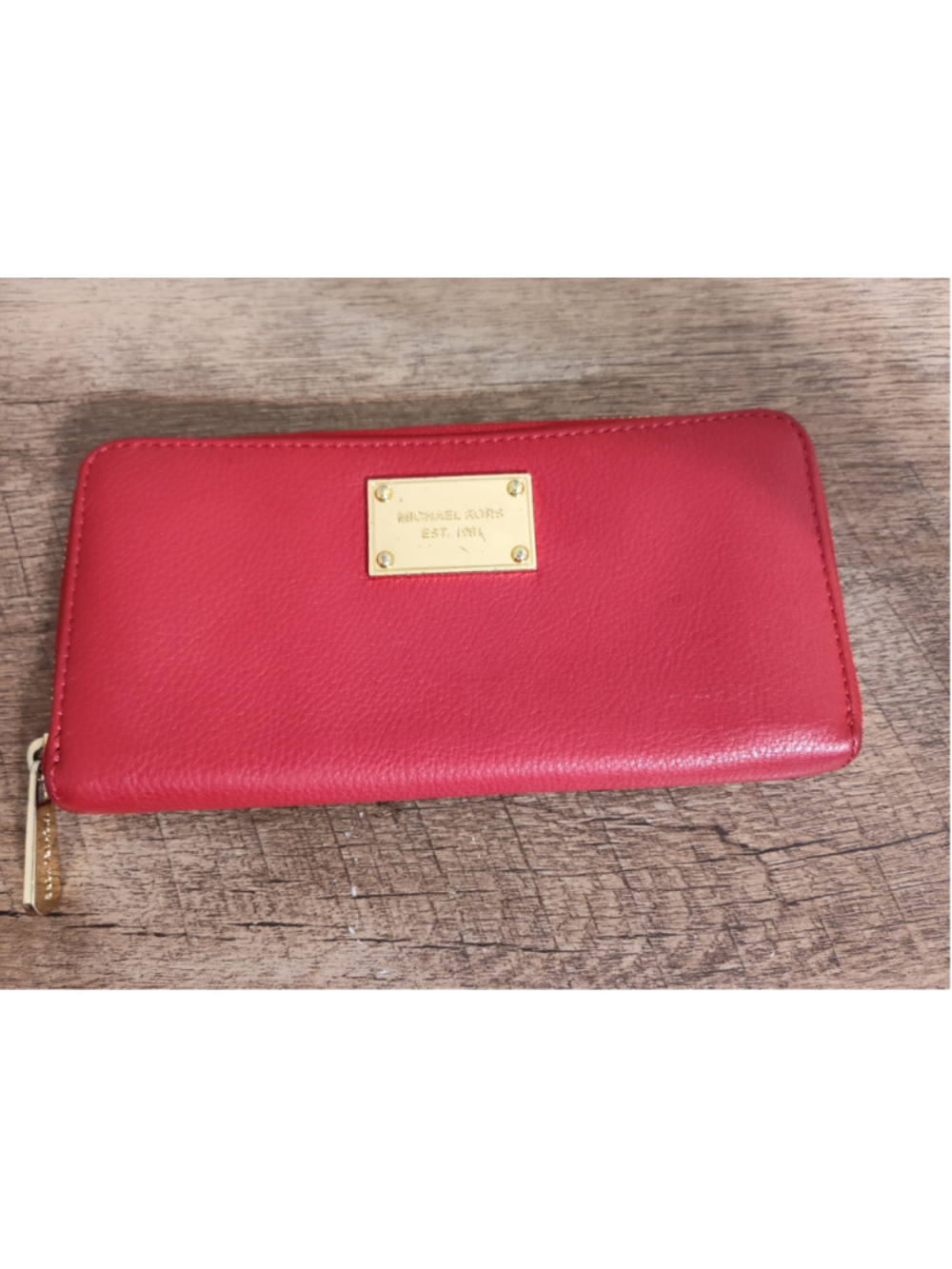Women's Michael Kors Red Gold Zip Around Wallet One Size